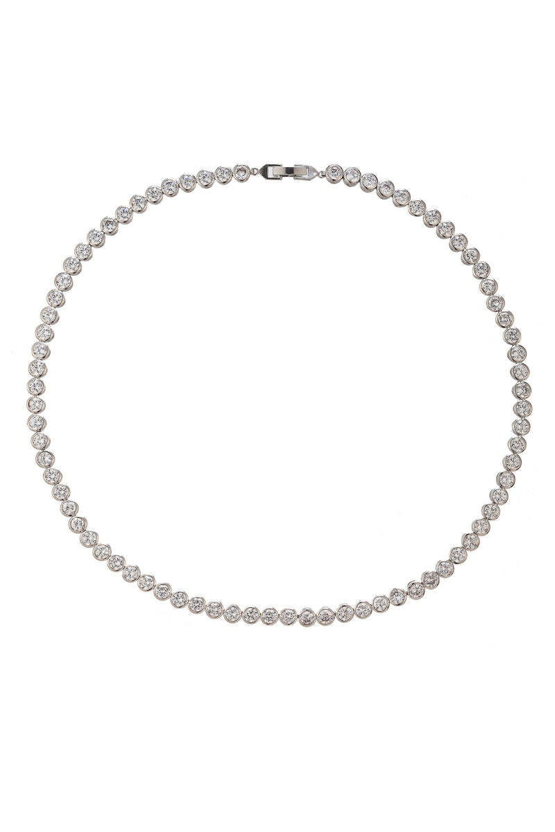 Radiate timeless elegance with this tennis necklace adorned with sparkling cubic zirconia, a classic accessory for any occasion