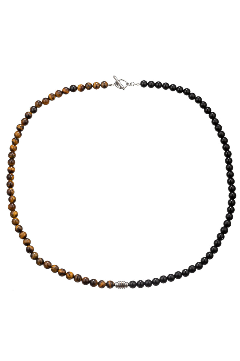 Add a Touch of Earthy Elegance with the Wyatt Tiger Eye & Onyx Necklace.