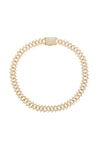 18k gold plated brass collar necklace studded with CZ crystals.