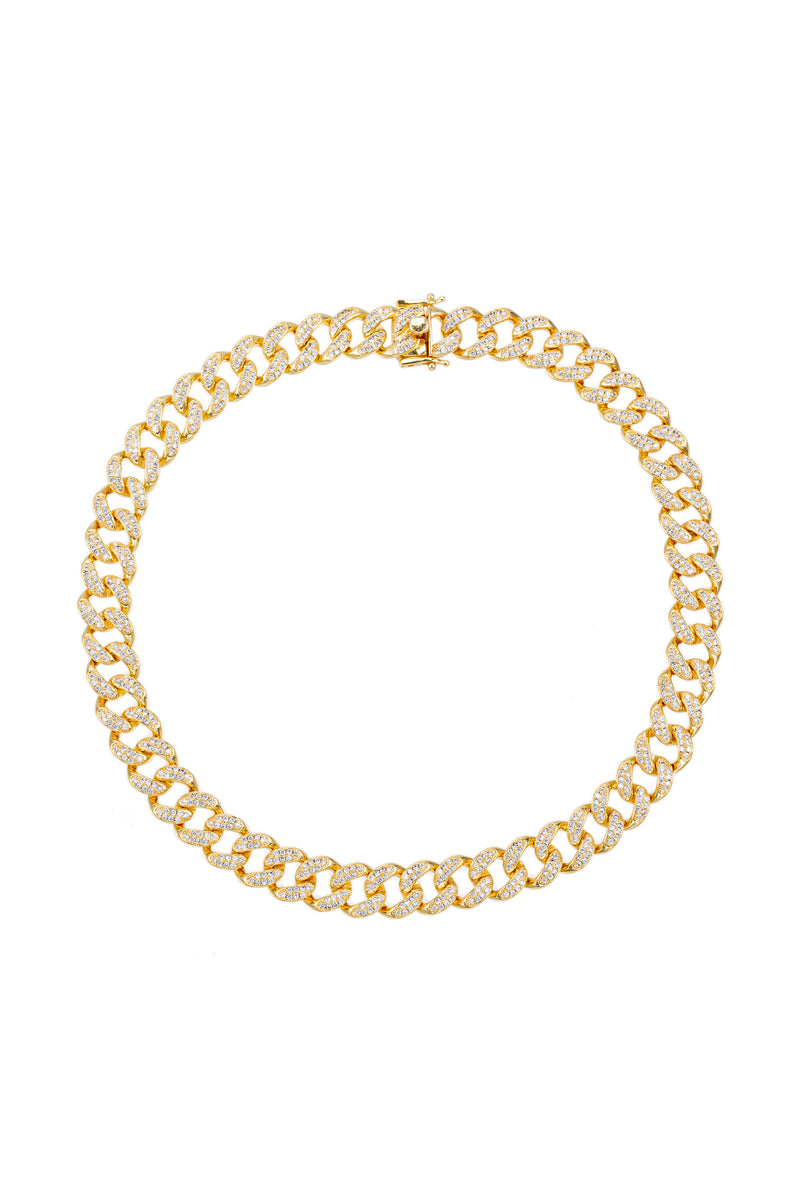 18k gold plated collar necklace studded with CZ crystals.