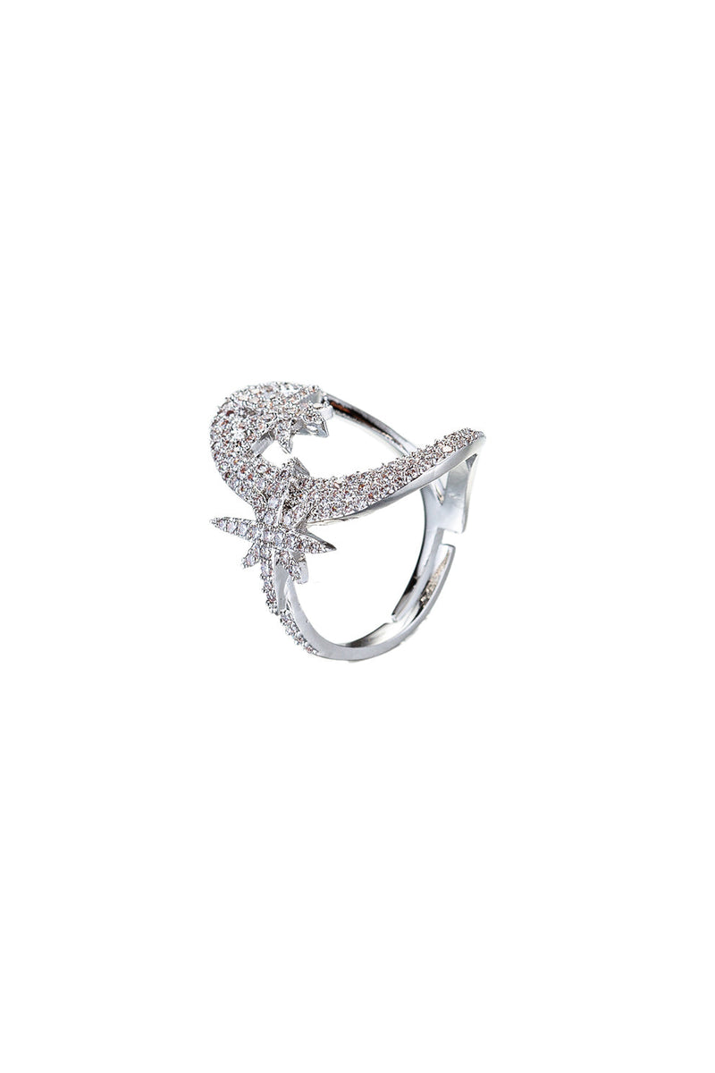 Moon Star CZ Crystal Adjustable Ring