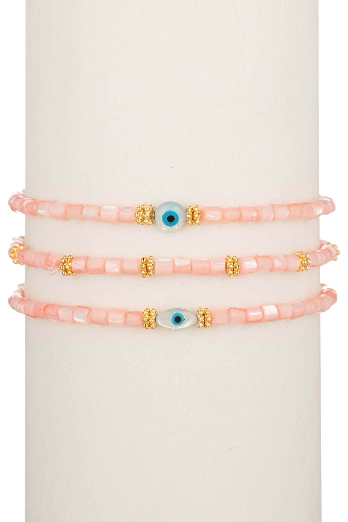 Ella Pink Double Eye Bracelet Set: A Charming Addition to Your Jewelry Collection.