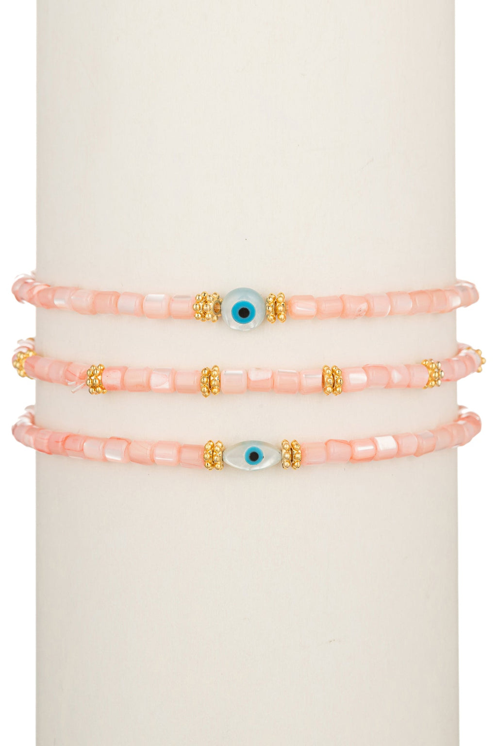 Ella Pink Double Eye Bracelet Set: A Charming Addition to Your Jewelry Collection.