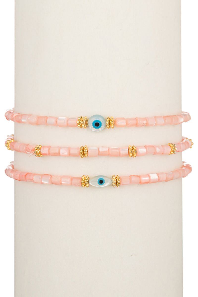 Ella Pink Double Eye Bracelet Set: A Charming Addition to Your Jewelry Collection.