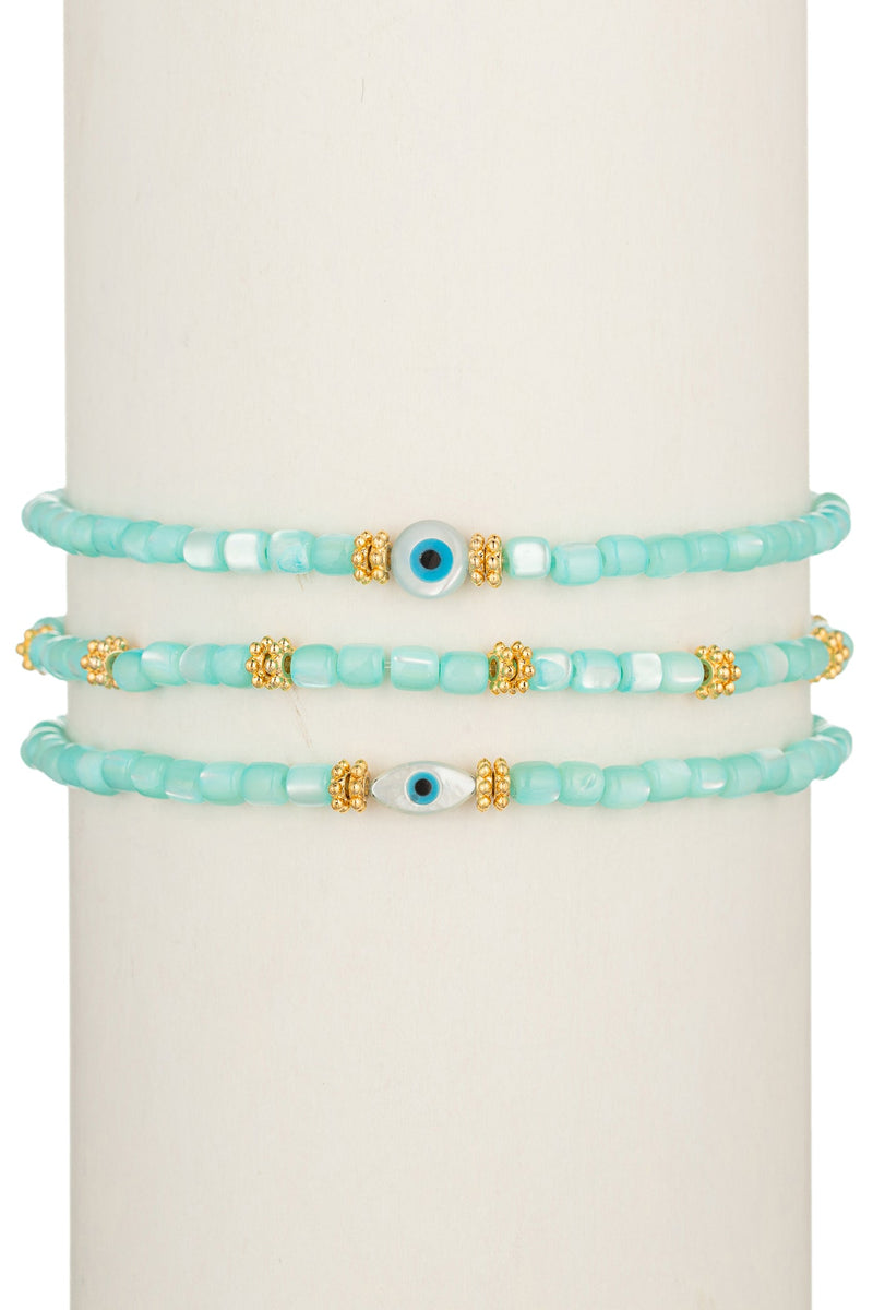 Ella Teal Double Eye Bracelet Set: A Splash of Color and Style.