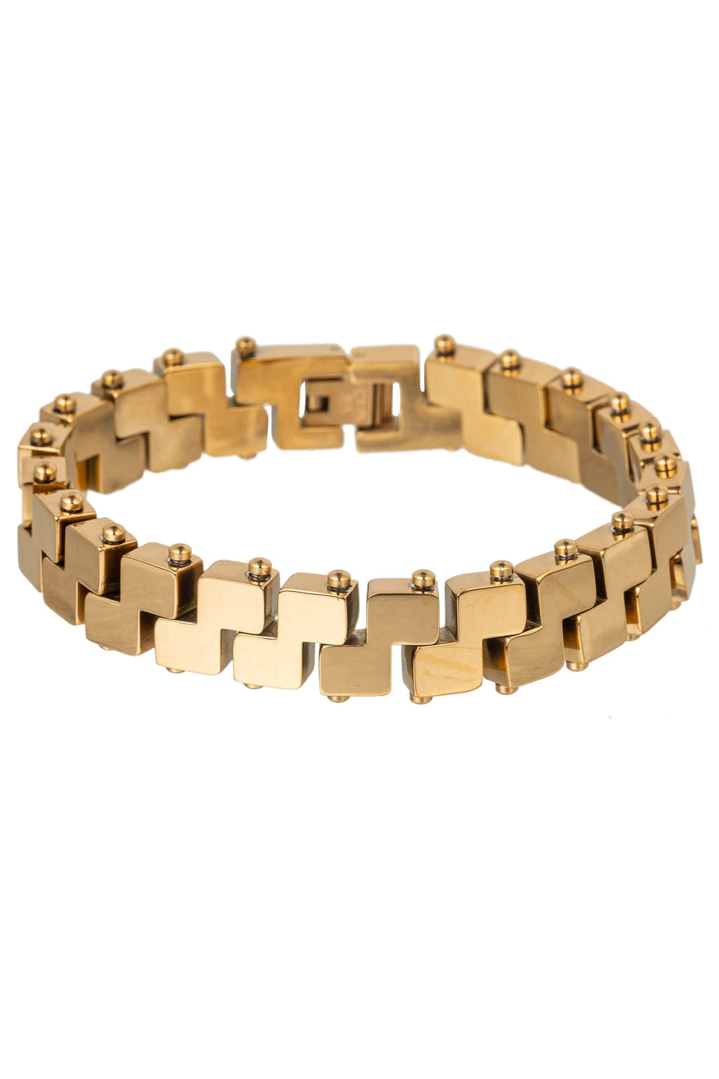 Zig Zag Titanium Gold Tone Bracelet