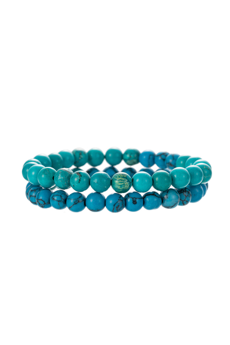 Turquoise stretch beaded bracelet set.