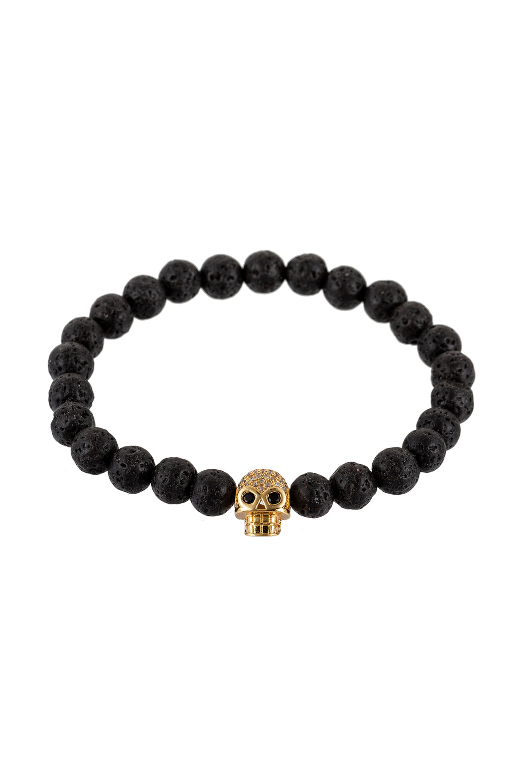 Black beaded skull pendant bracelet