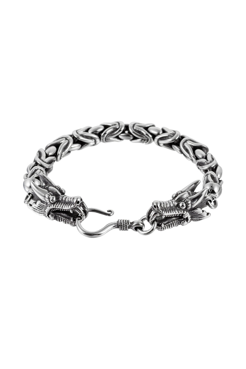Dragon Head Silver Tone Bracelet