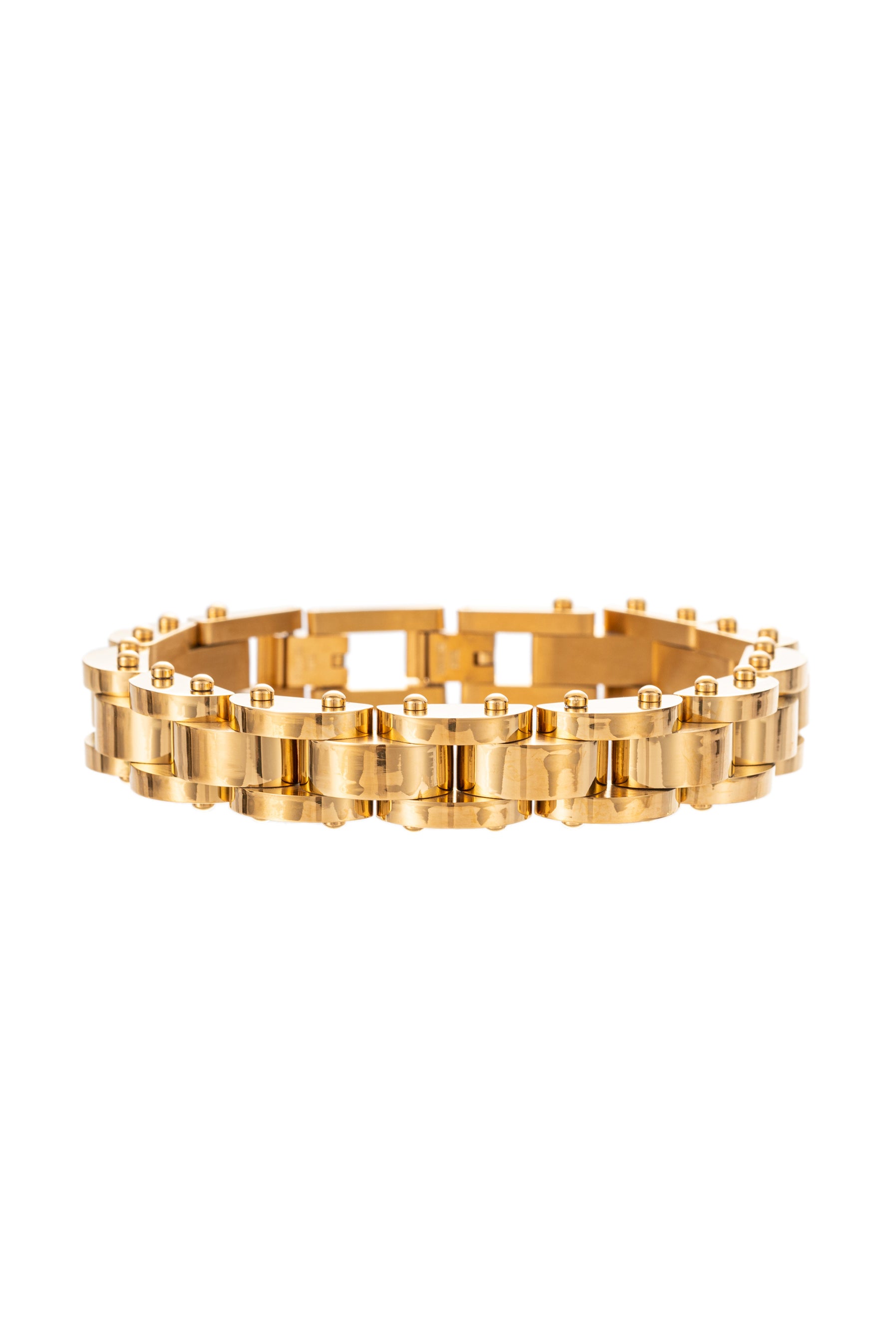 Gold titanium chain link bracelet.