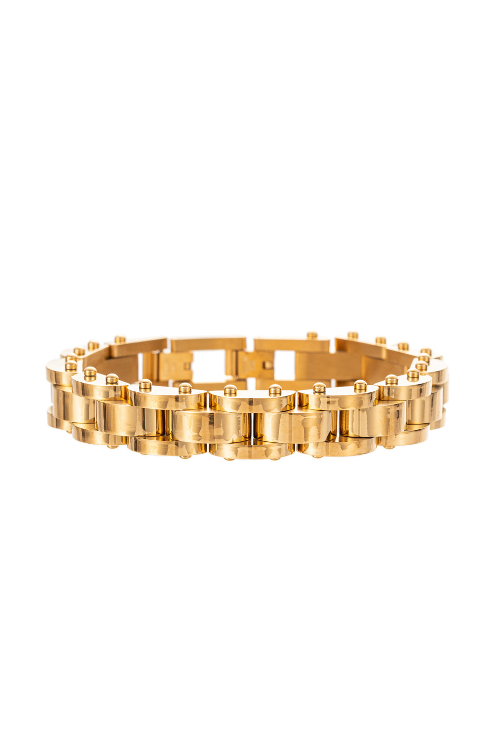 Gold titanium chain link bracelet.