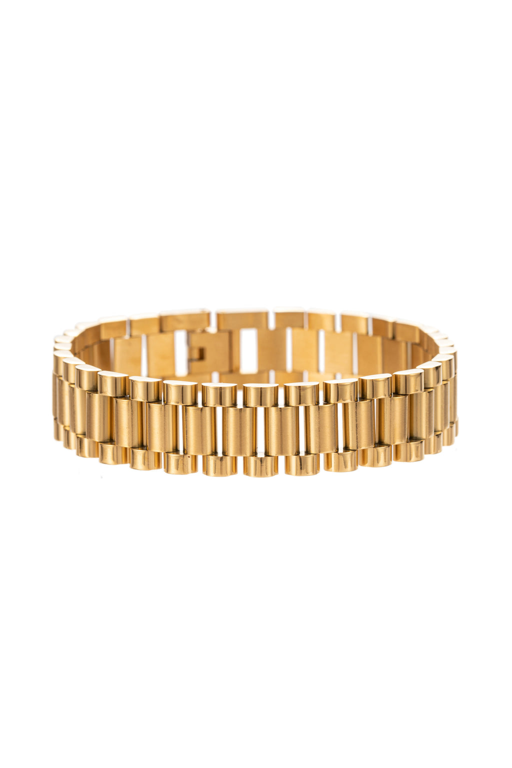 Gold titanium chain link bracelet.