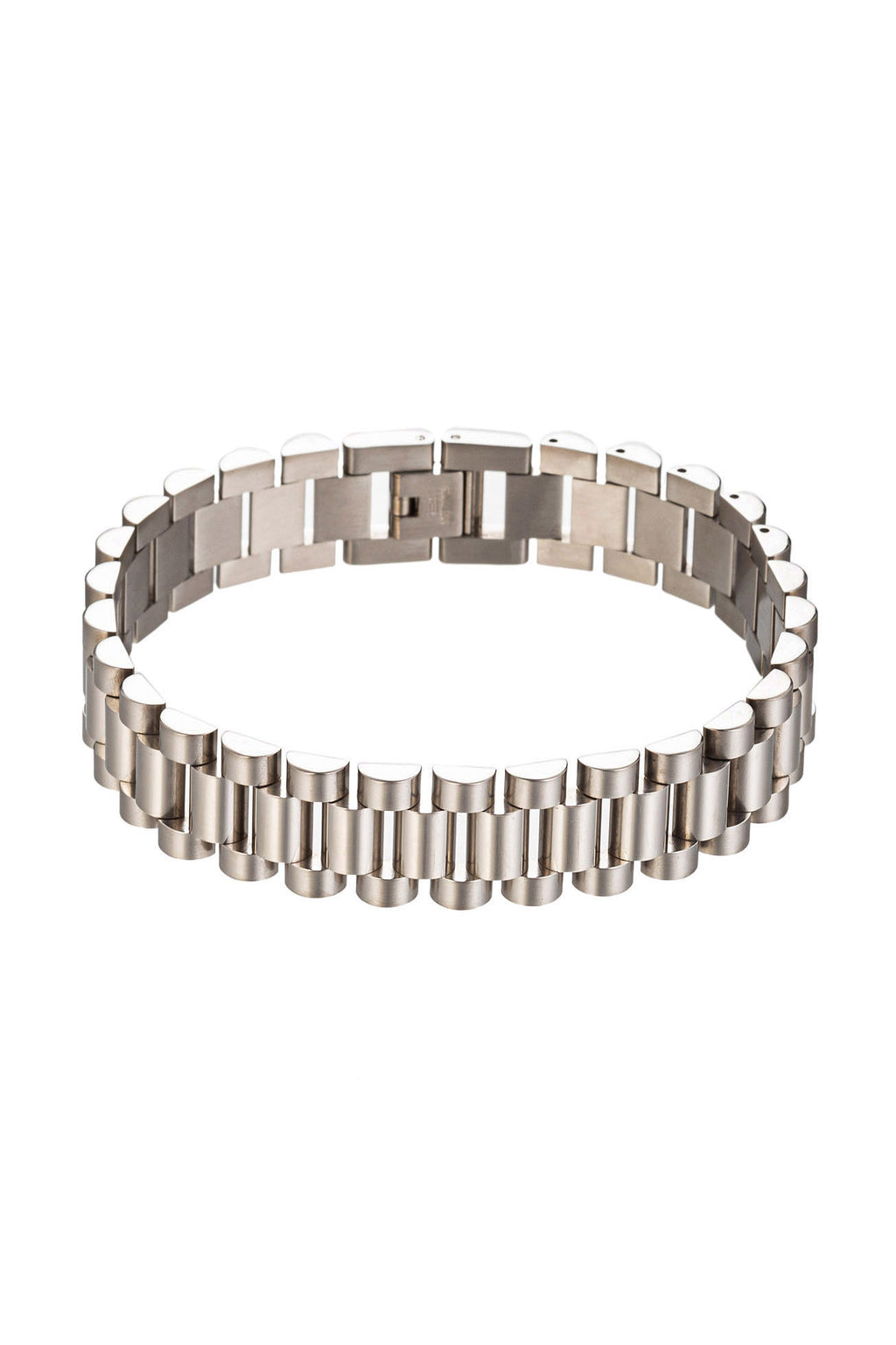 Silver titanium chain link bracelet.
