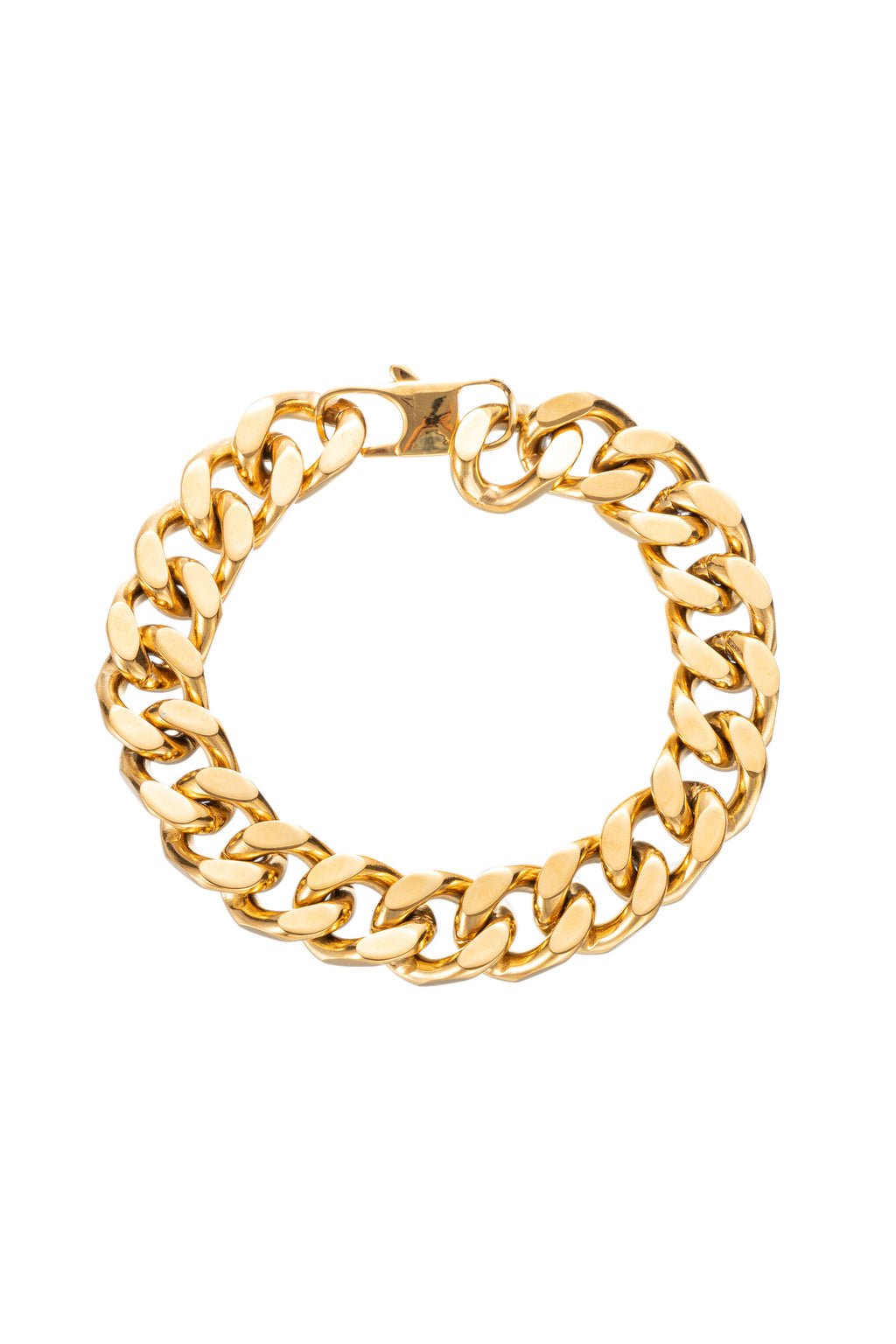 Gold tone titanium single strand chain link bracelet.
