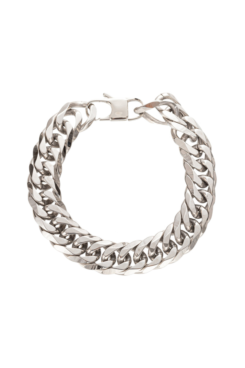 Silver titanium single strand chain link bracelet.