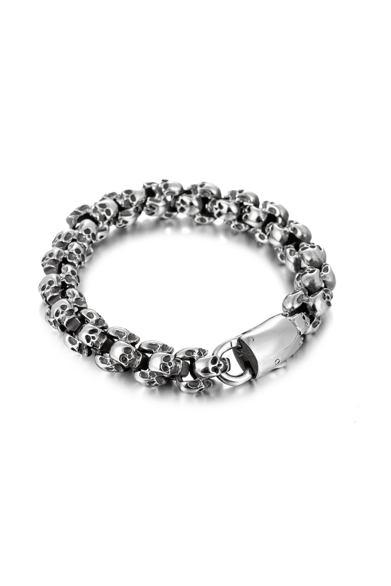 Skull link Silver Tone Bracelet