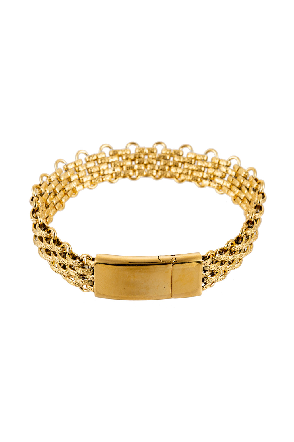 Gold Tone Cuban Link Name Tag Bracelet