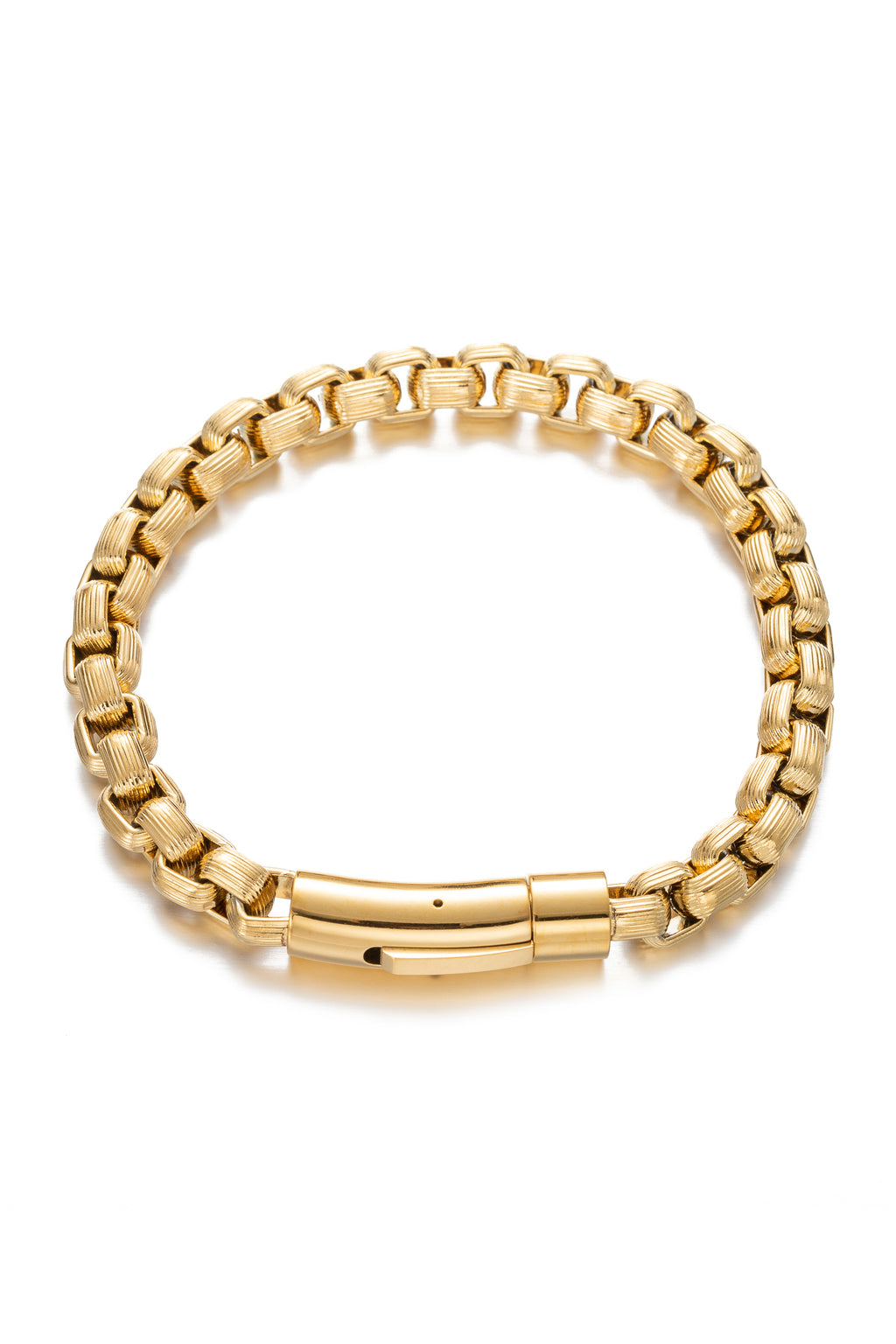 18k gold plated braided titanium bracelet.