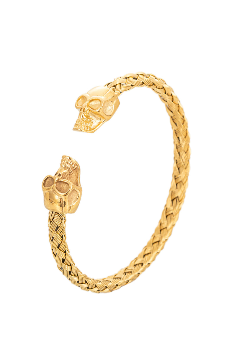 18k gold plated titanium skull cuff bracelet.