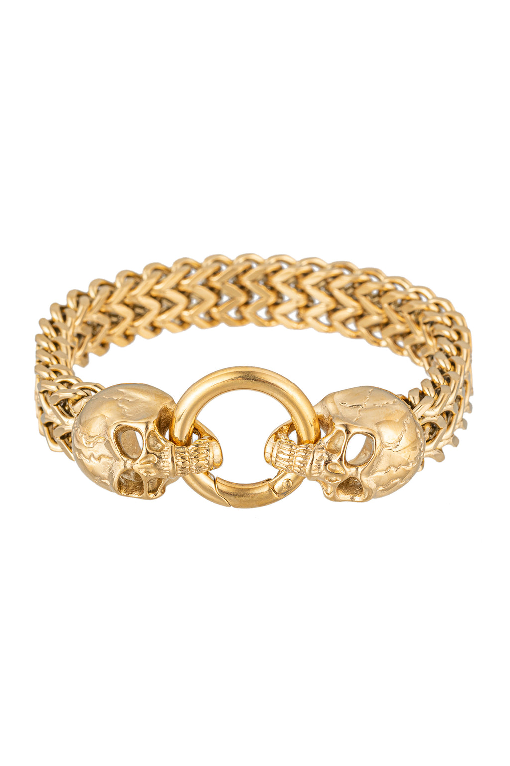 Gold tone titanium skull head pendant bracelet.