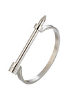 Silver tone titanium spike screw cuff bracelet.