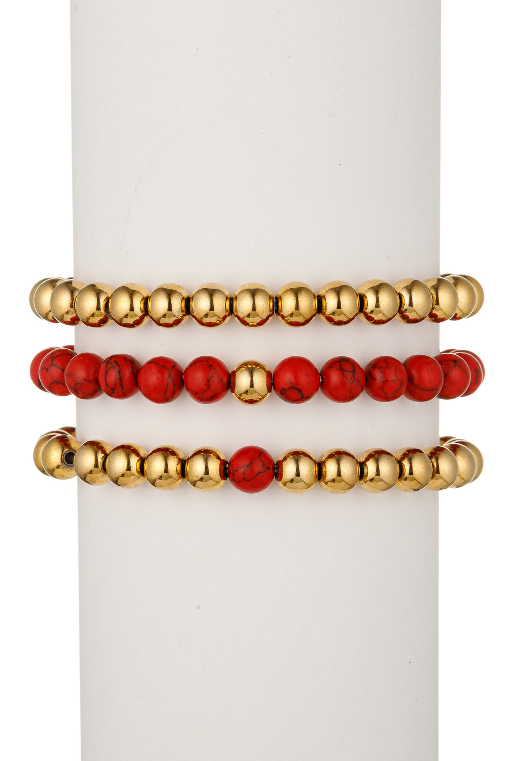 Elie 3 Piece 8mm Stretch Beaded Bracelet Set: Elevate Your Wrist Game with Elegance and Versatility.