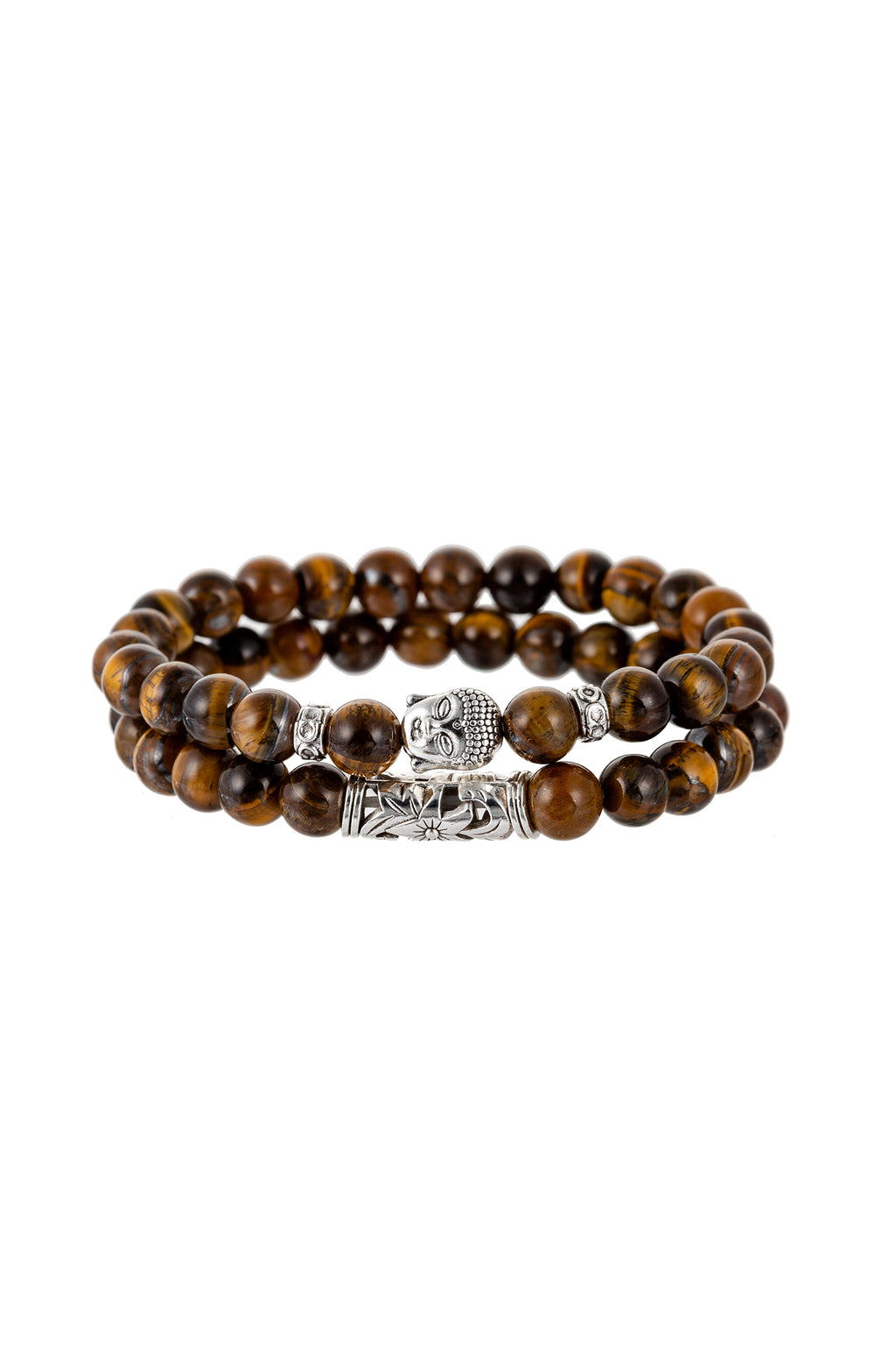 Tiger Eye 2 Piece Buddha Bracelet Set