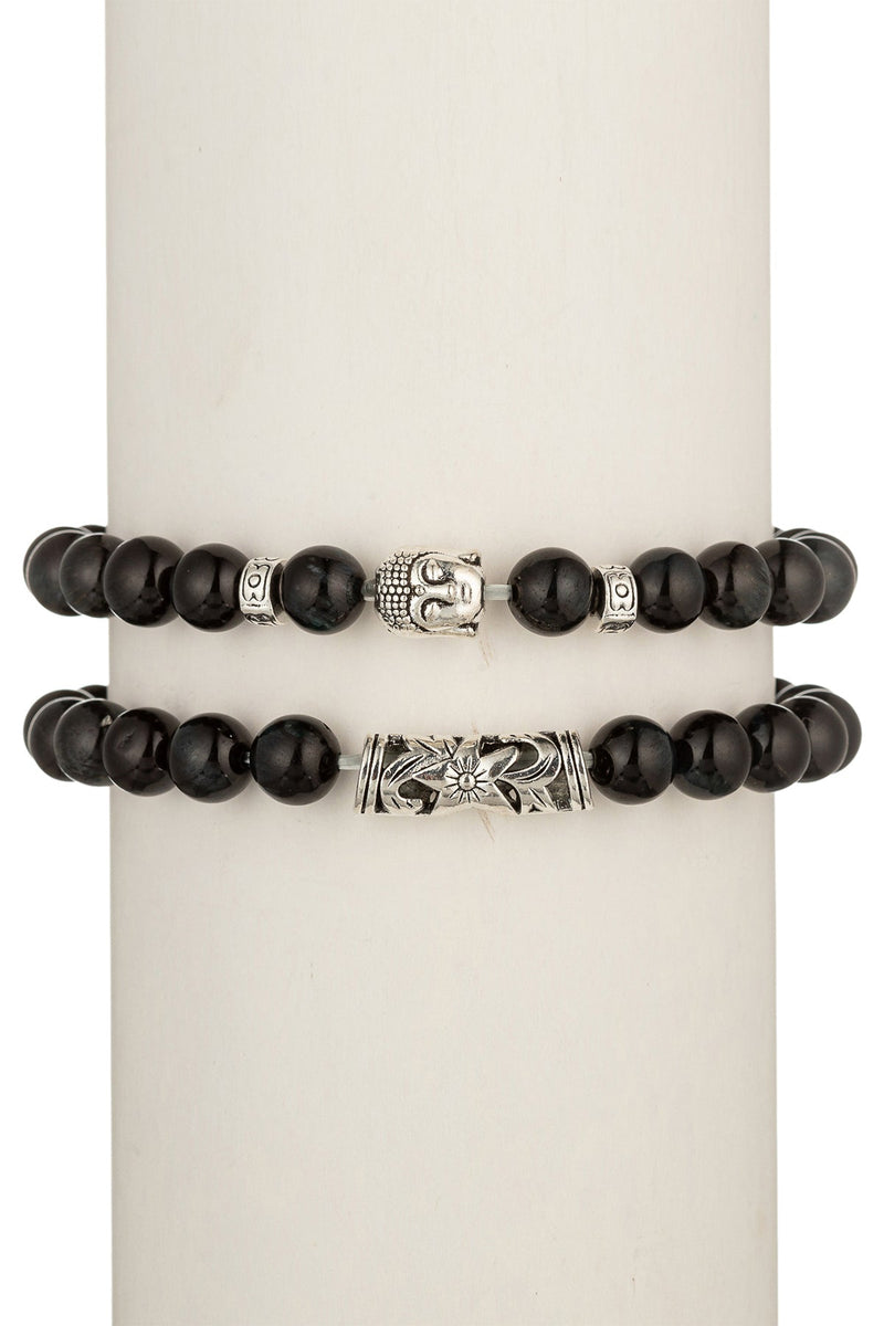 Luka Onyx Buddha Bracelet Set Set of 2