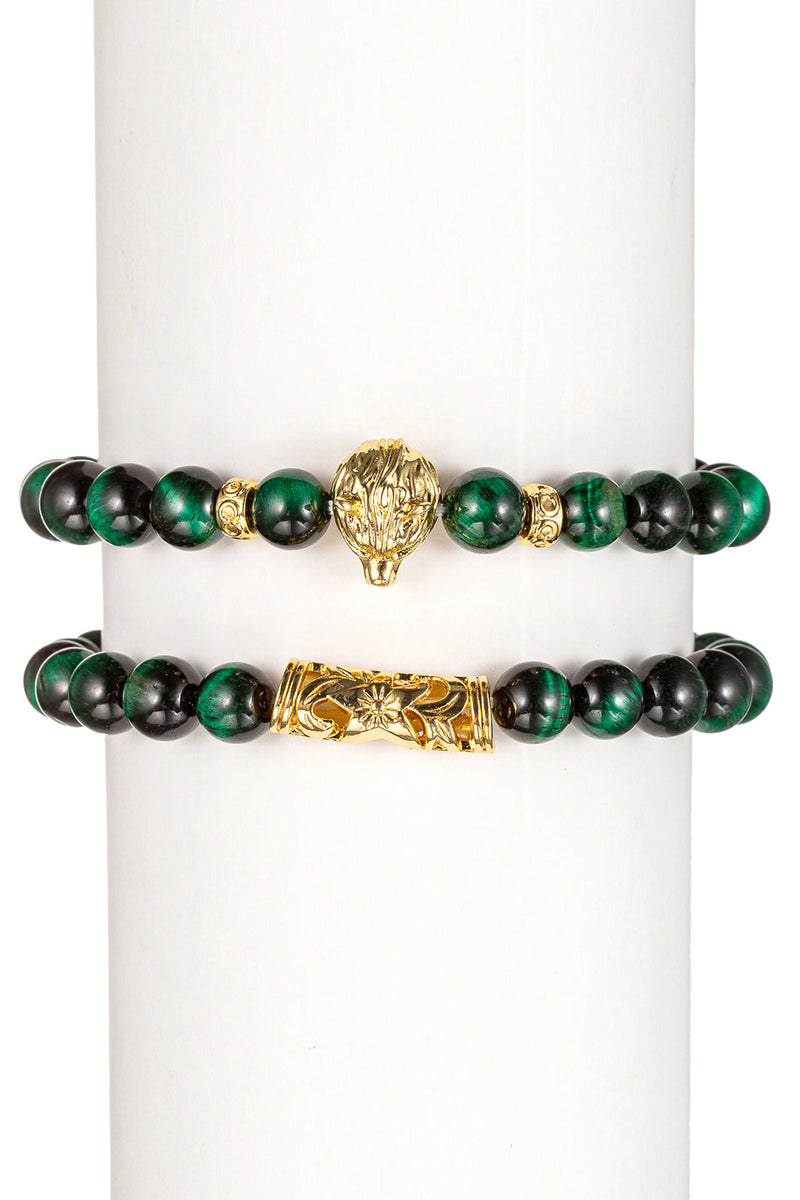 Green Tiger Eye Buddha Bracelet Set