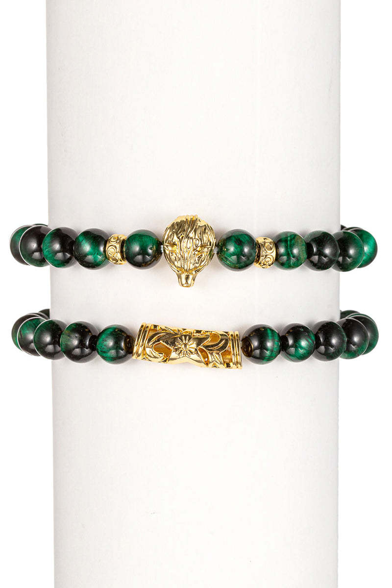 Green Tiger Eye Buddha Bracelet Set