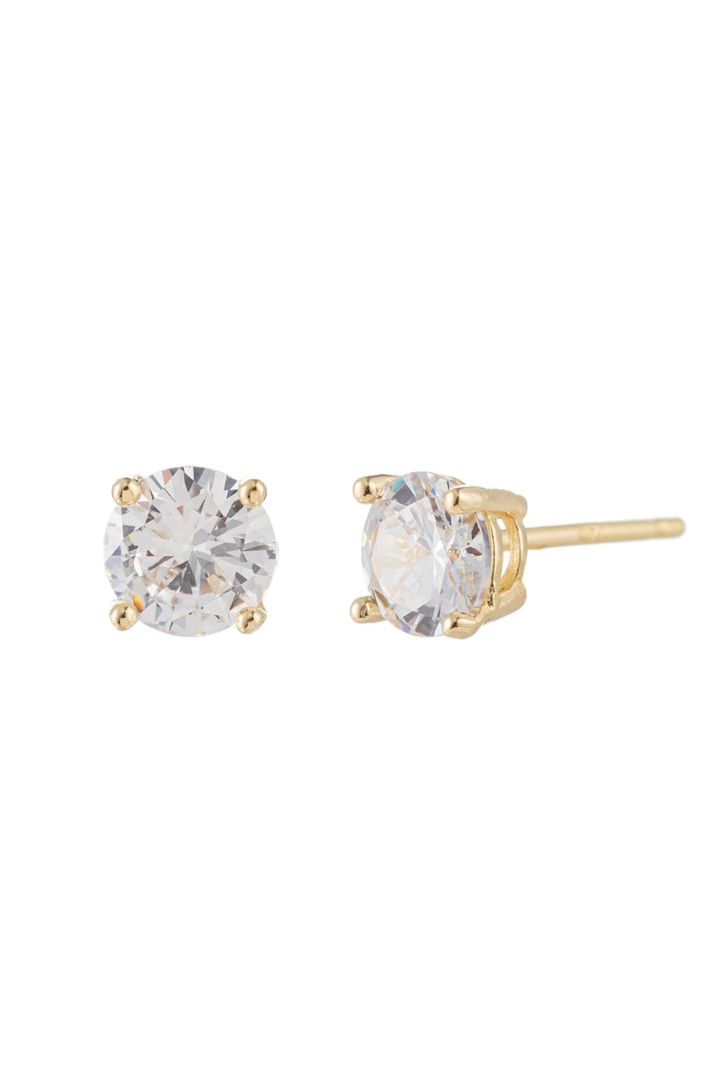 Sterling silver earring studs with single CZ crystals.