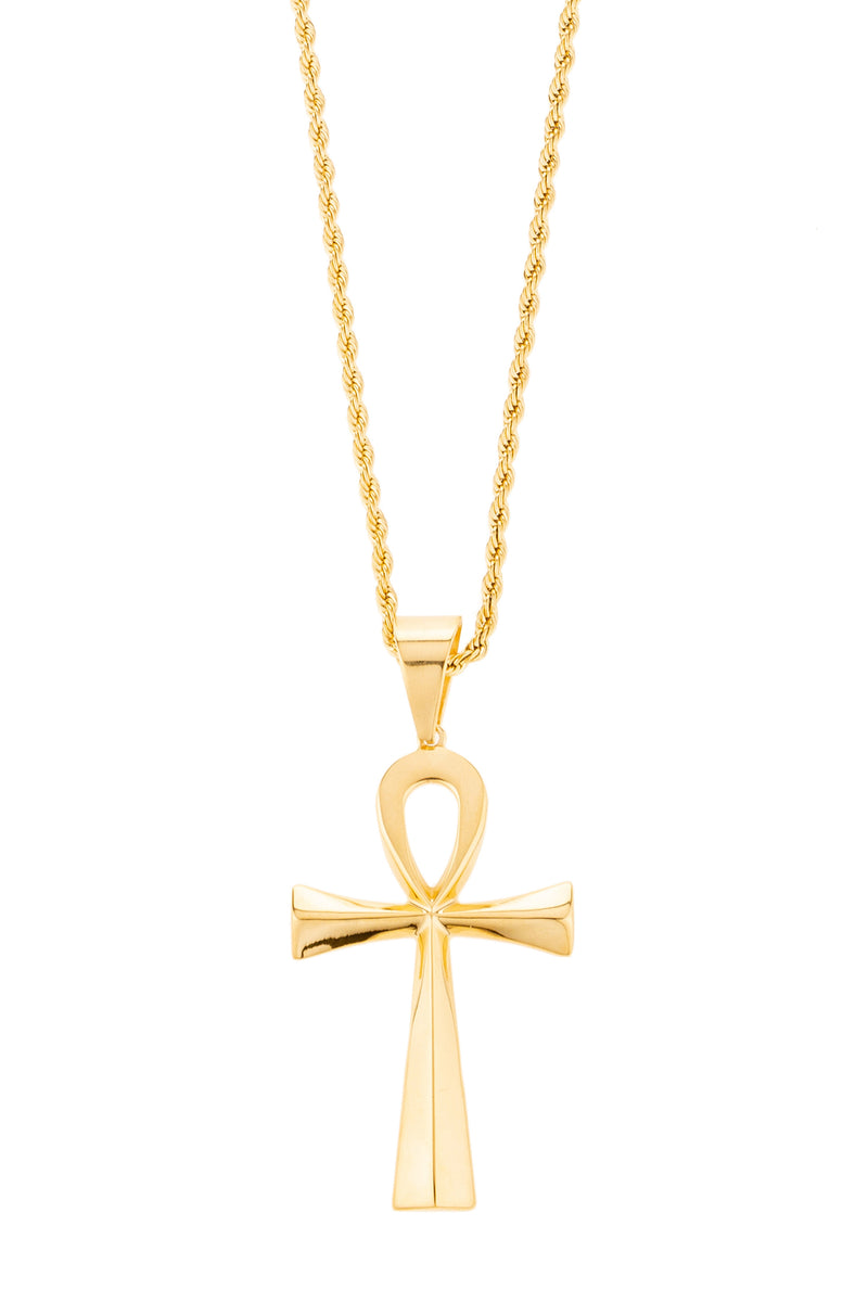 Ankh Gold Tone Pendant Necklace