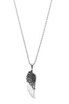 Silver Tone Feather Pendant Necklace