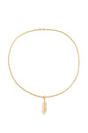 Gold titanium feather pendant necklace.