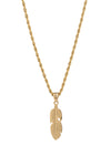 Gold titanium feather pendant necklace.