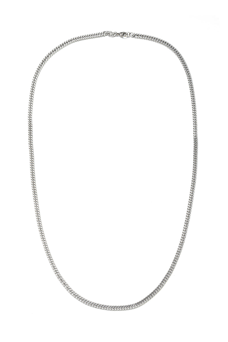 5 MM silver titanium cuban link strand necklace.