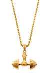 Dumbell Gold Tone Pendant Necklace