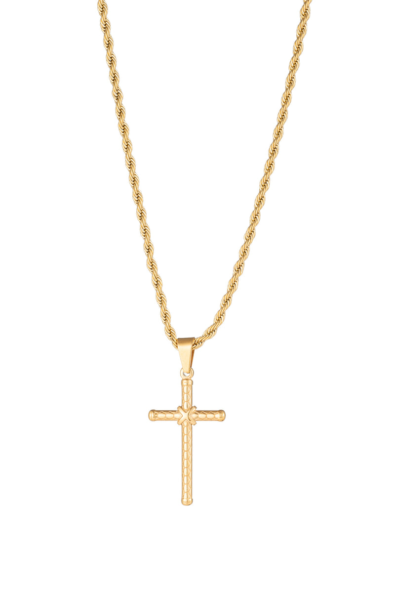18k gold plated titanium cross pendant necklace.