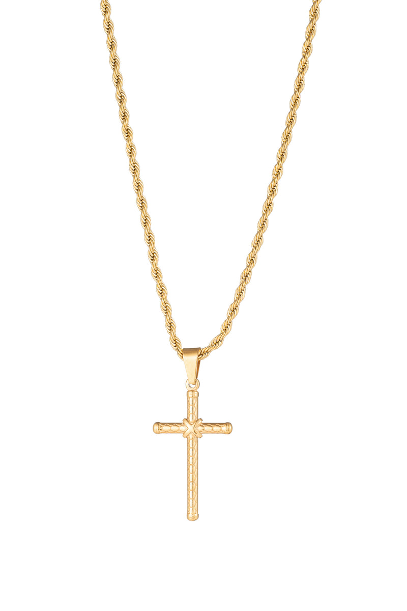 18k gold plated titanium cross pendant necklace.