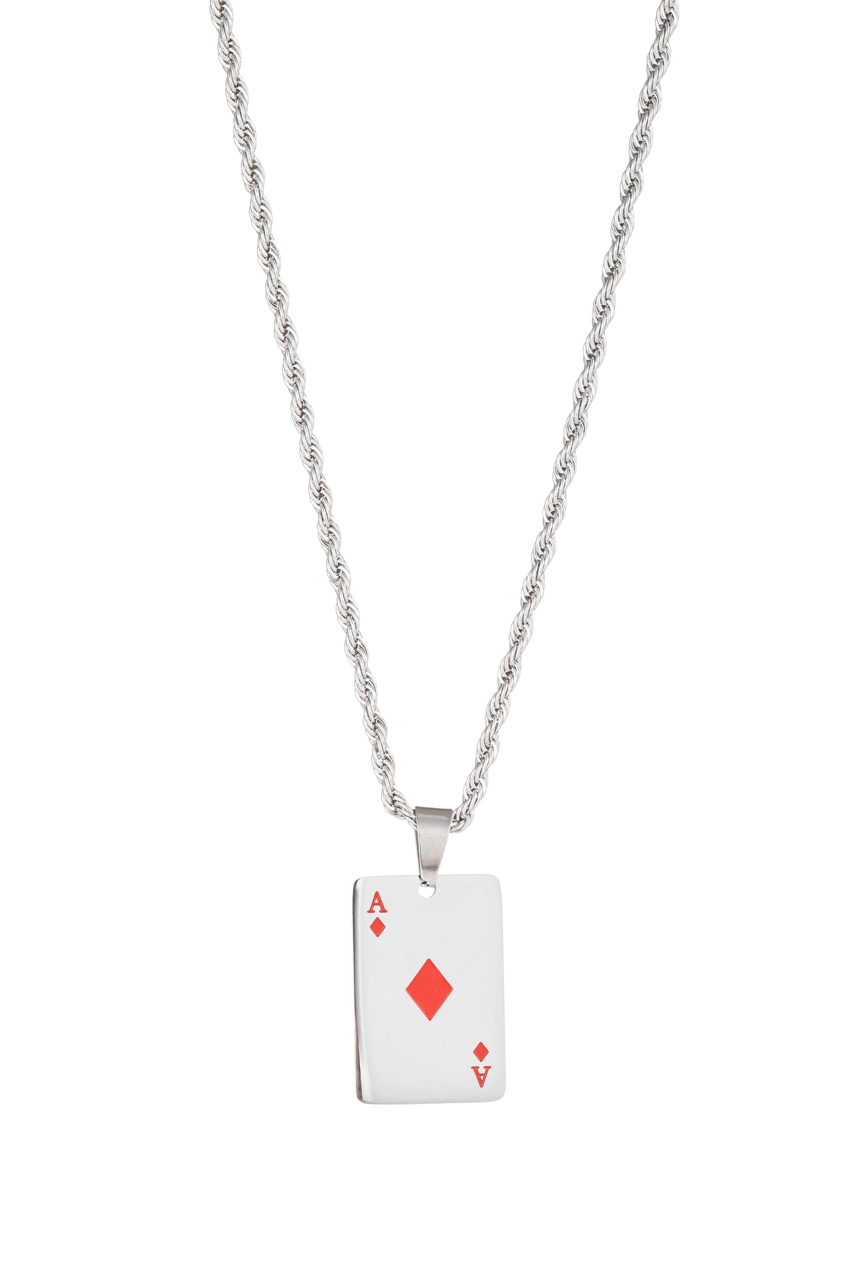 Ace of diamonds pendant necklace.