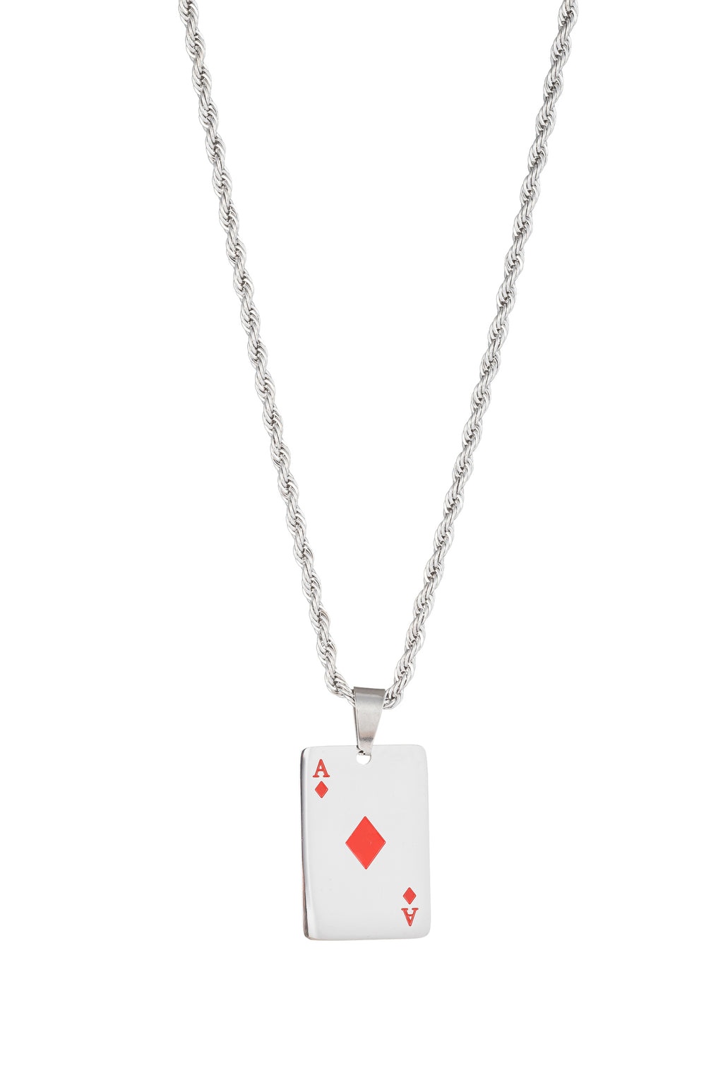 Ace of diamonds pendant necklace.