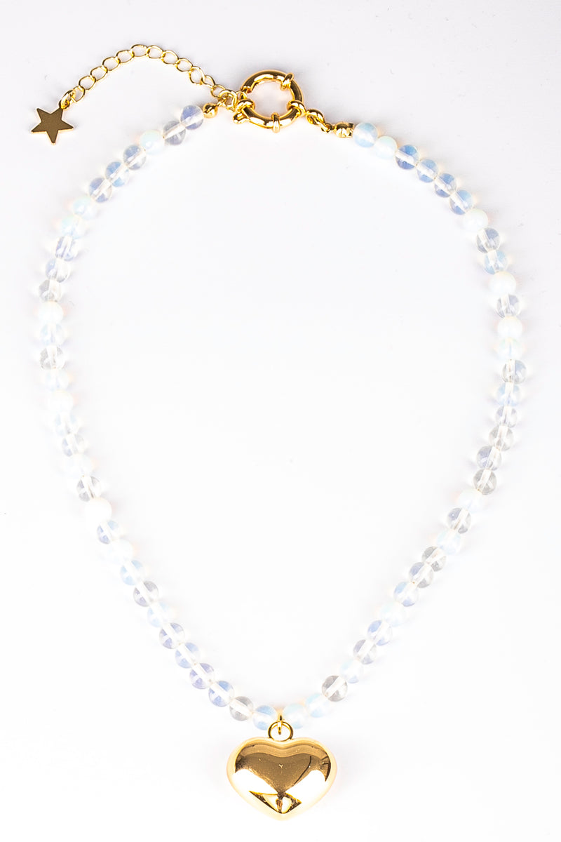 Opal Heart Beaded Necklace