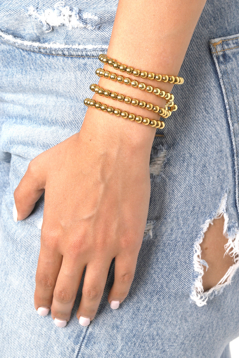 Sophia Beaded Bracelet Set - Gold