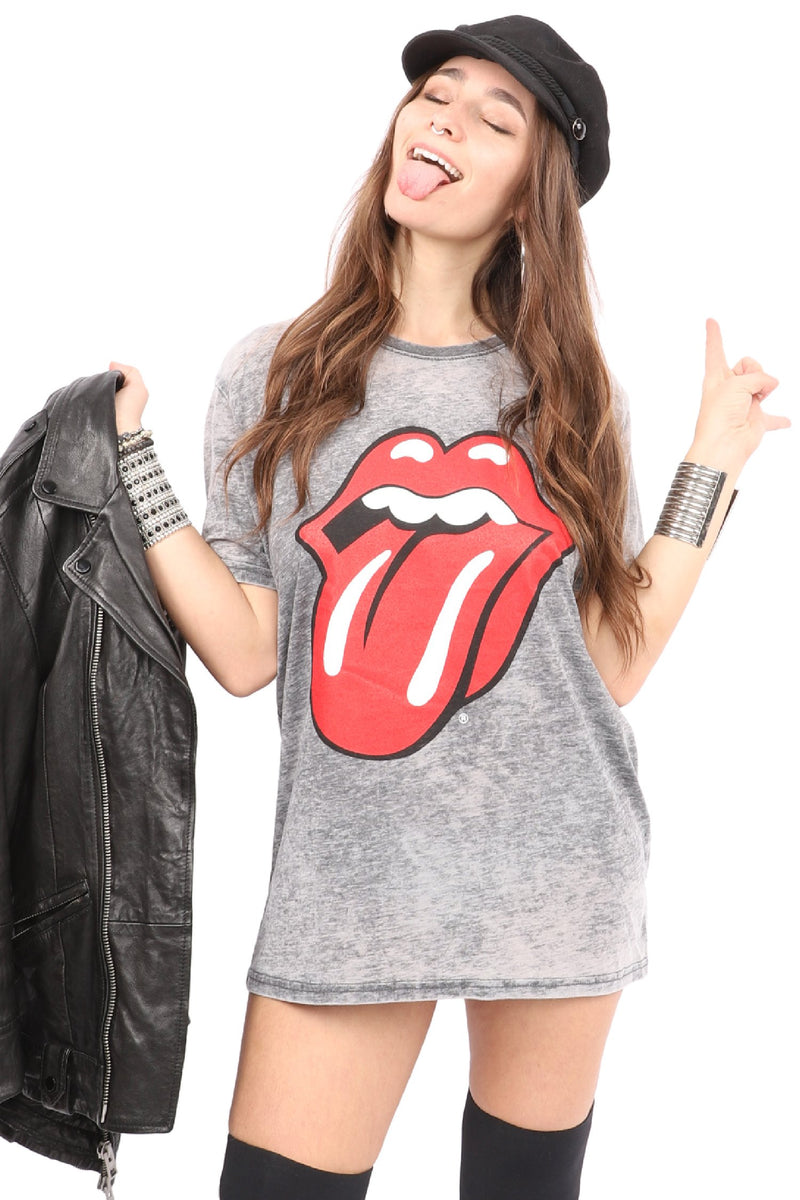 Rolling Stones T-Shirt - Tongue Logo - Grey