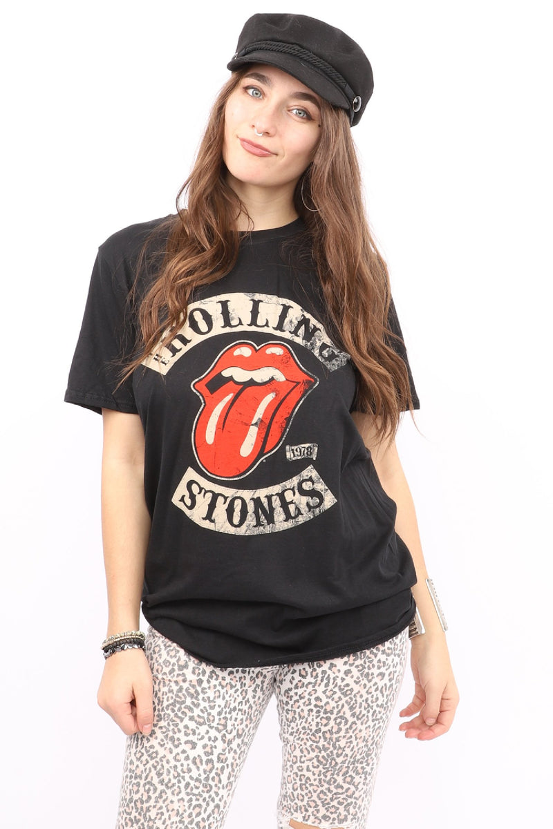 Rolling Stones T-Shirt - Tour '78 Tongue Logo - Black
