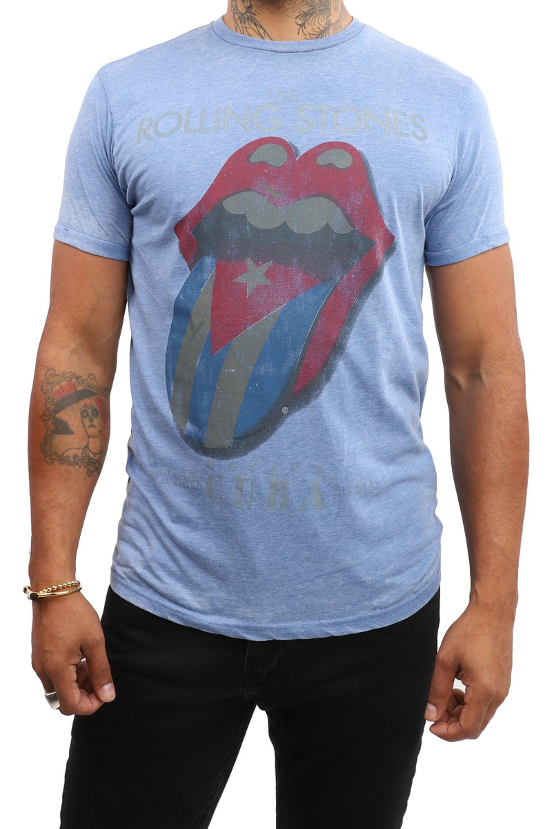 Rolling Stones T-Shirt - Cuba Tongue - Blue