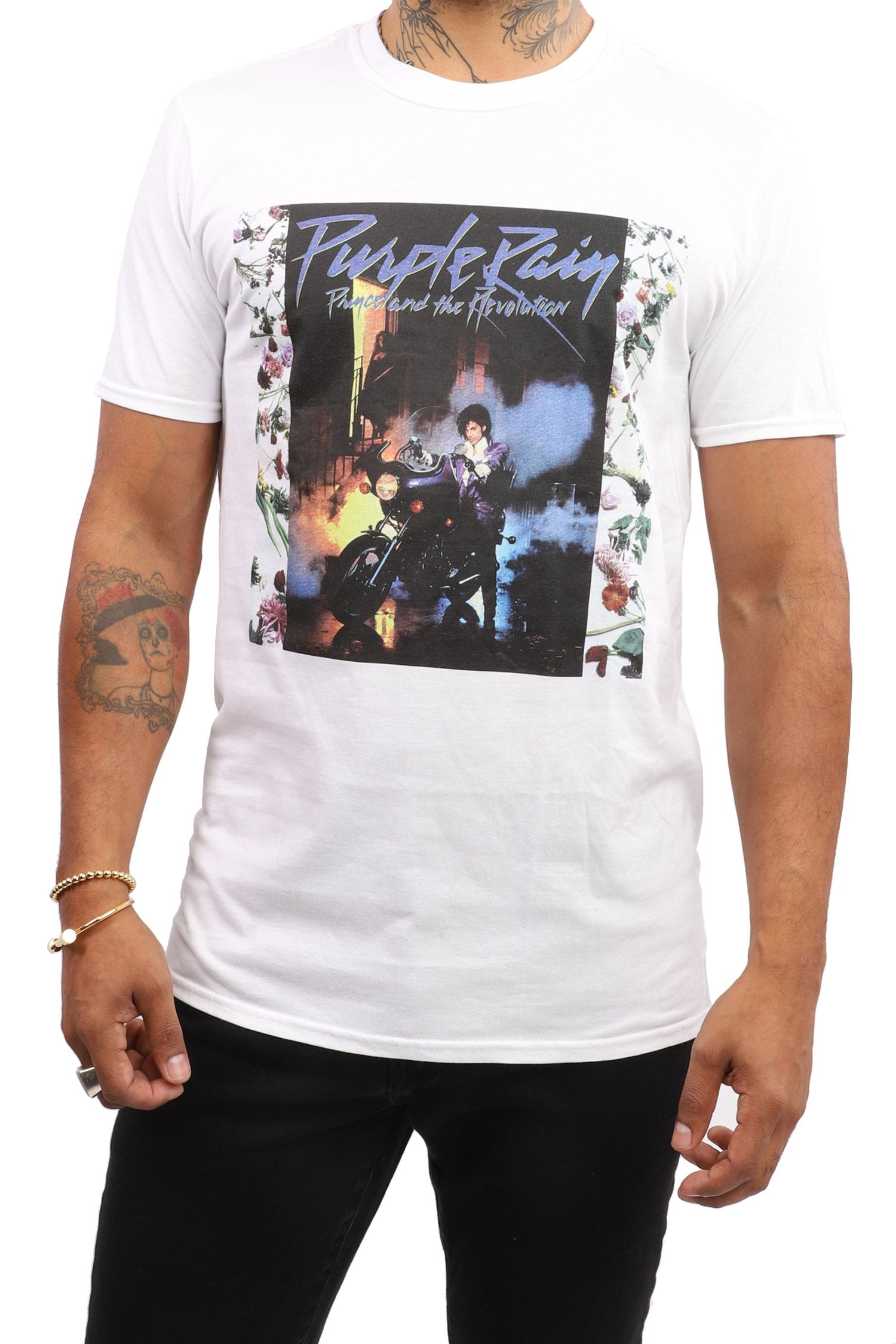 Prince T-Shirt- Purple Rain - White Floral