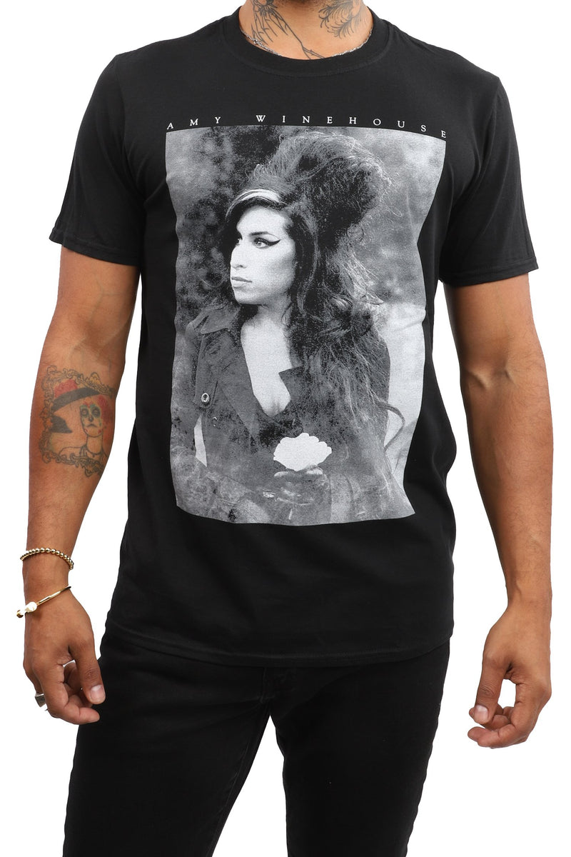 Amy Winehouse T-Shirt - Flower Portrait - Black