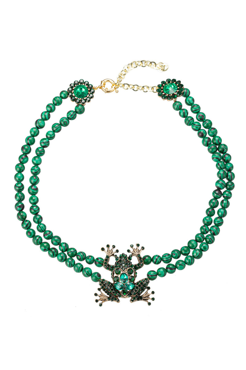 Statement frog beaded necklace