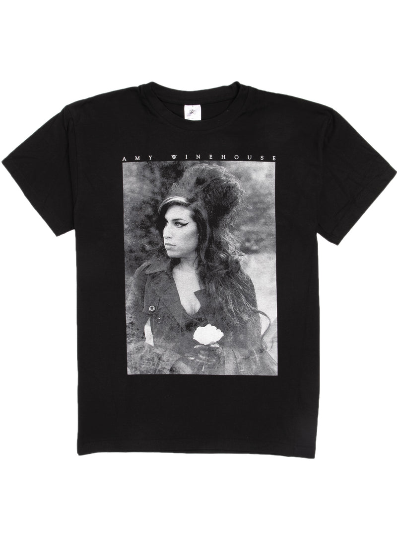 Amy Winehouse T-Shirt - Flower Portrait - Black